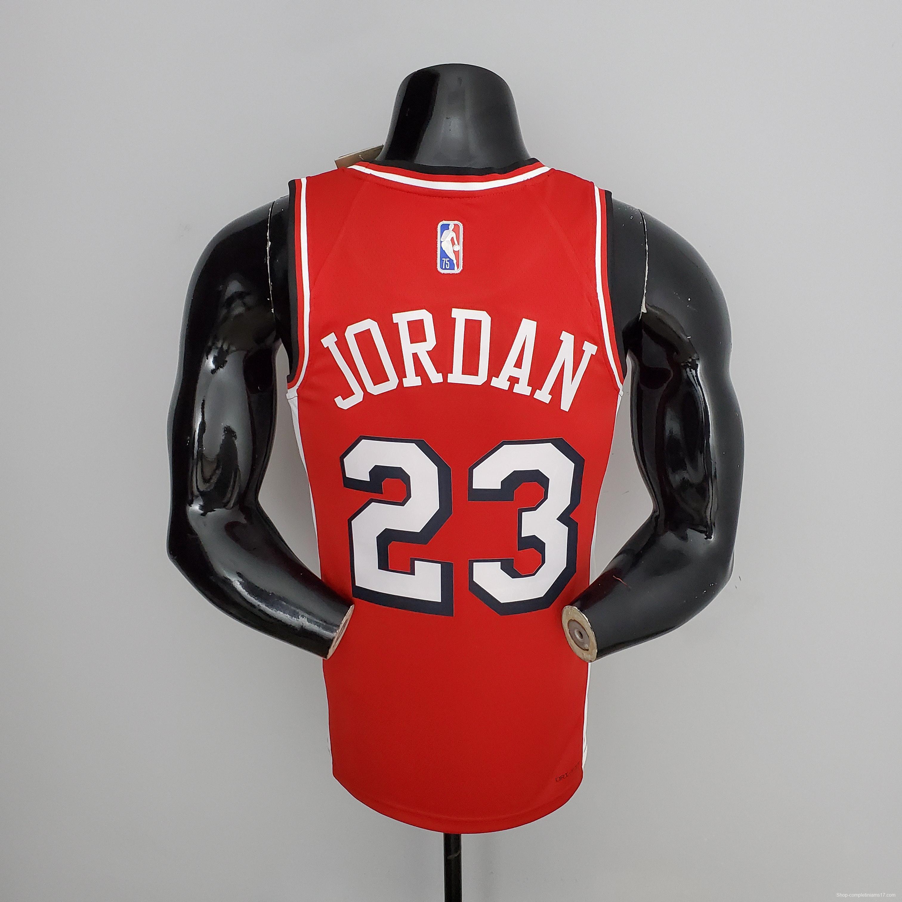 75th Anniversary 2022 Season Chicago Bulls JDRDAN#23 City Edition Red NBA Jersey