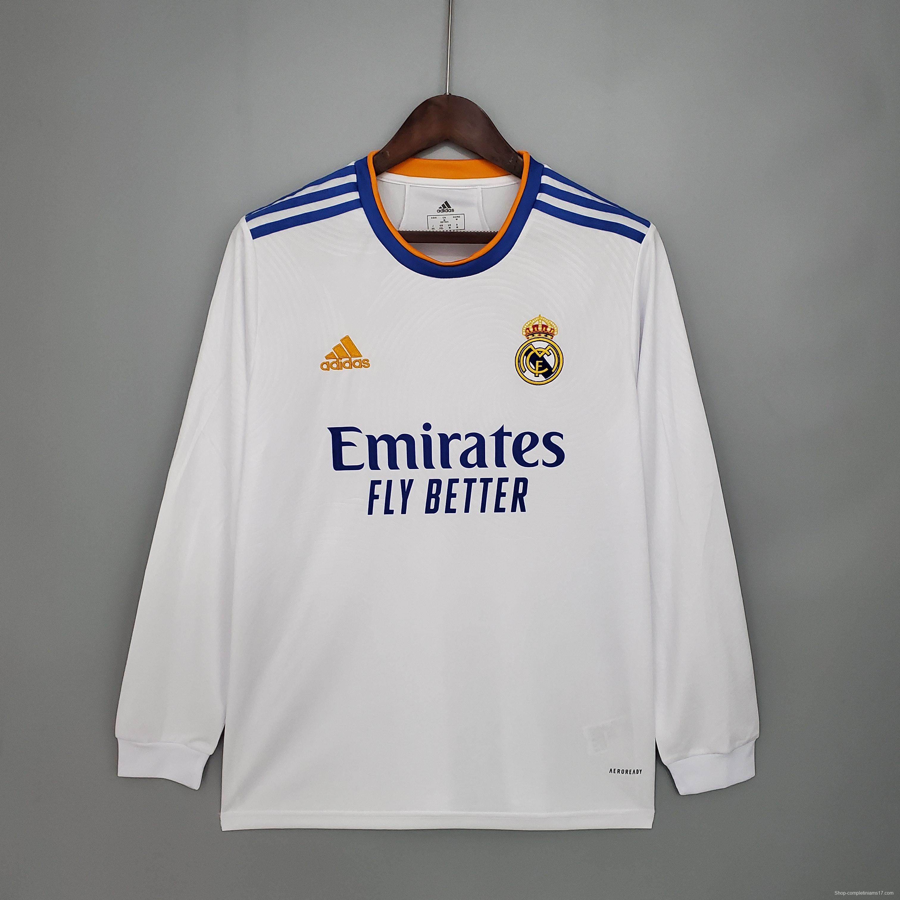 21/22 Long sleeve Real Madrid home Soccer Jersey