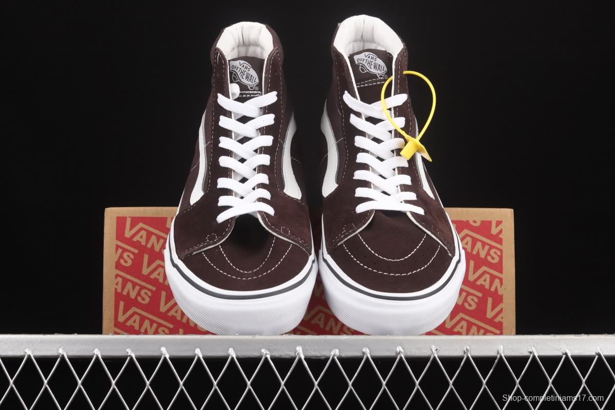 Vans SK8-Hi brown checkerboard classic series high-top casual board shoes VN0A38GEU5Z