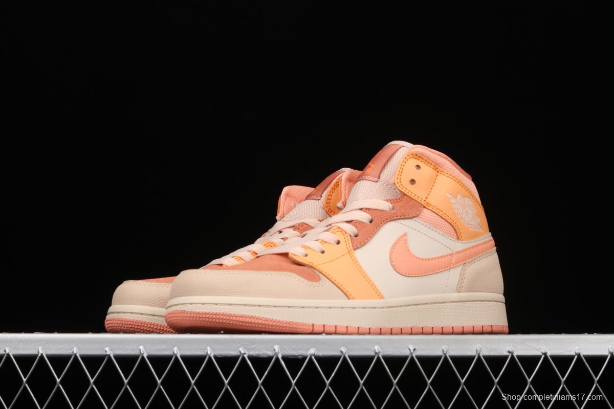 Air Jordan 1 Mid SE Zhongbang Orange Powder splicing Zhongbang Leisure Sports Board shoes DH4270-800