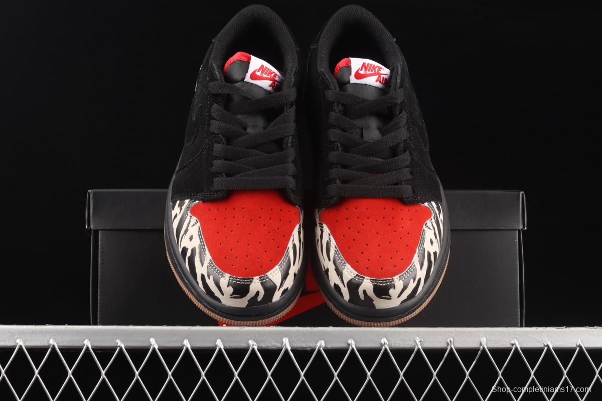 Air Jordan 1 Low Carnivore predator theme black and red low-side cultural board shoes DN3400-001