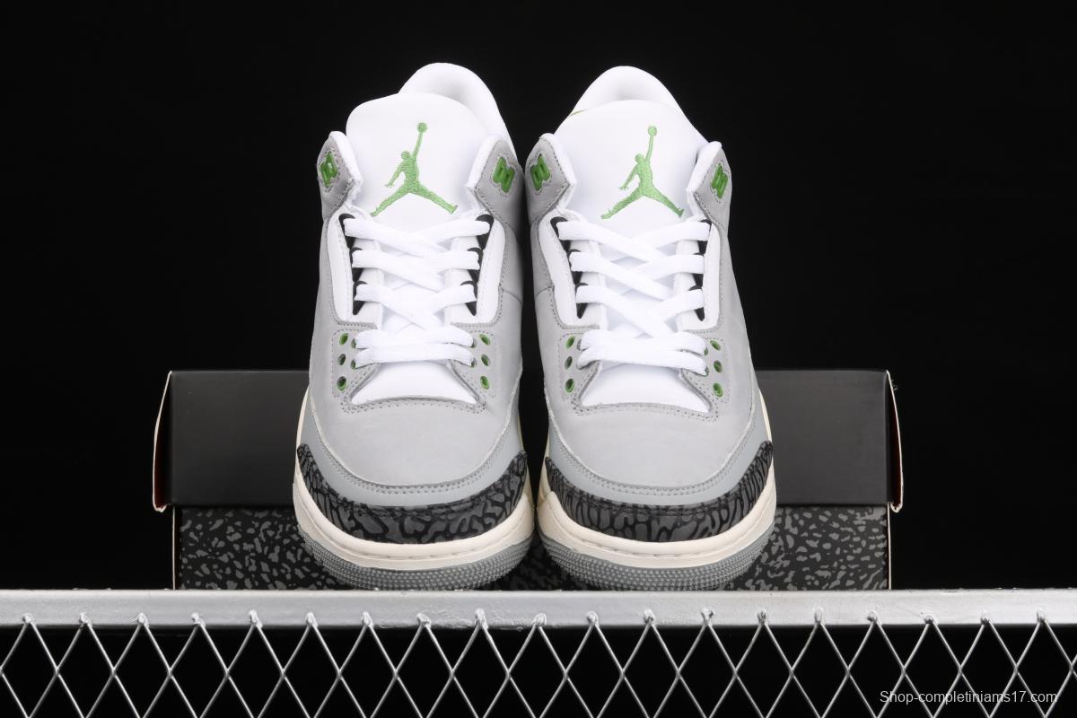 Air Jordan 3 Retro Chlorophyll AJ3 Joe 3 chlorophyll Gray Green manuscript 136064-006