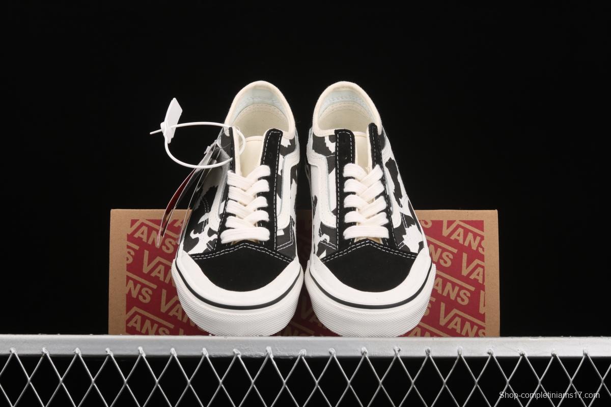 Vans Style 36 Decon SF GD overseas limited black-and-white cow graffiti low-top shoes VN0A5HFF2Z3