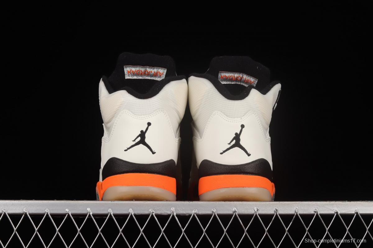 Air Jordan 5 Shattered Backboard white orange buckle shredded high top basketball shoes DC1060-100