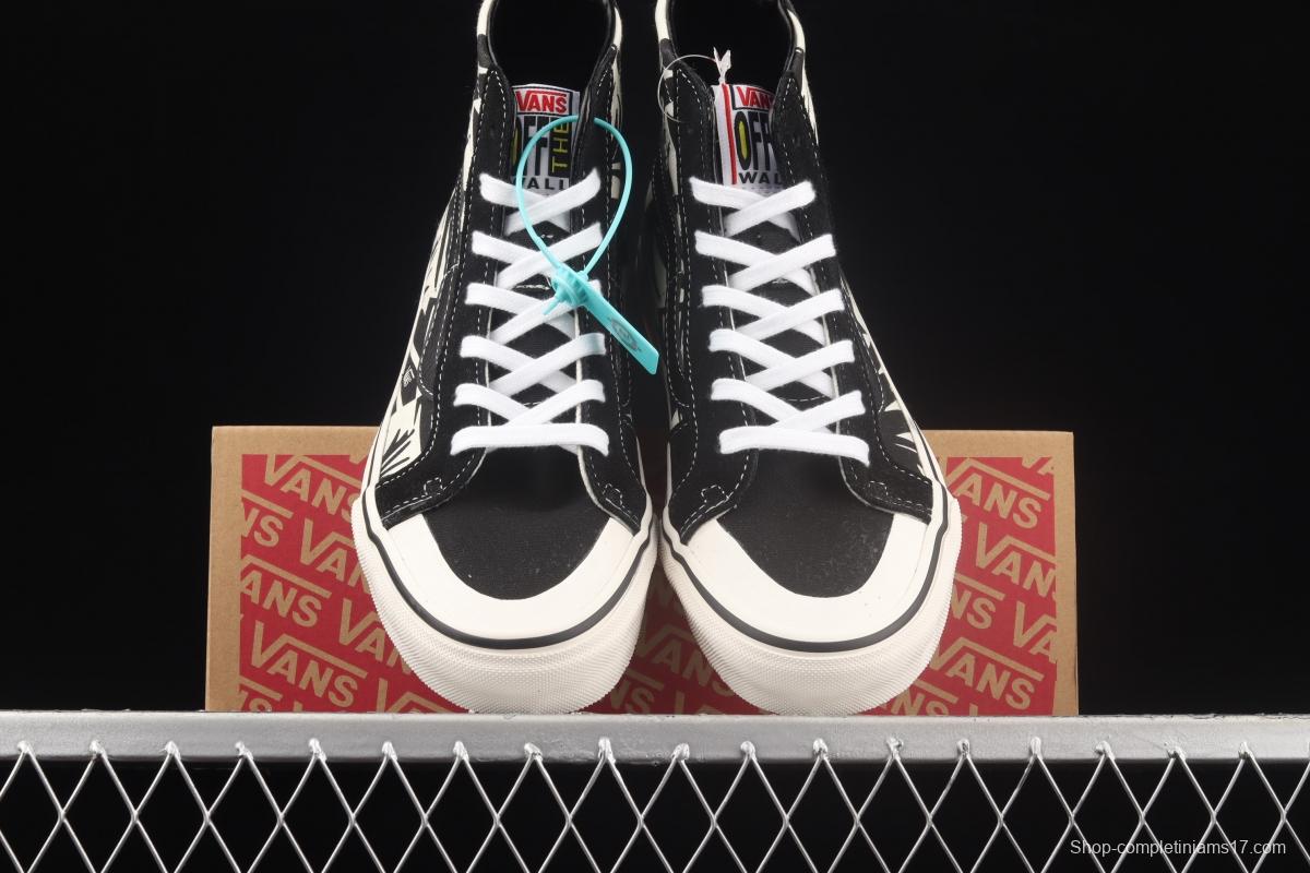 Vans Sk8-Hi 138Decon black and white printed high-top casual board shoes VN0A3MV136K