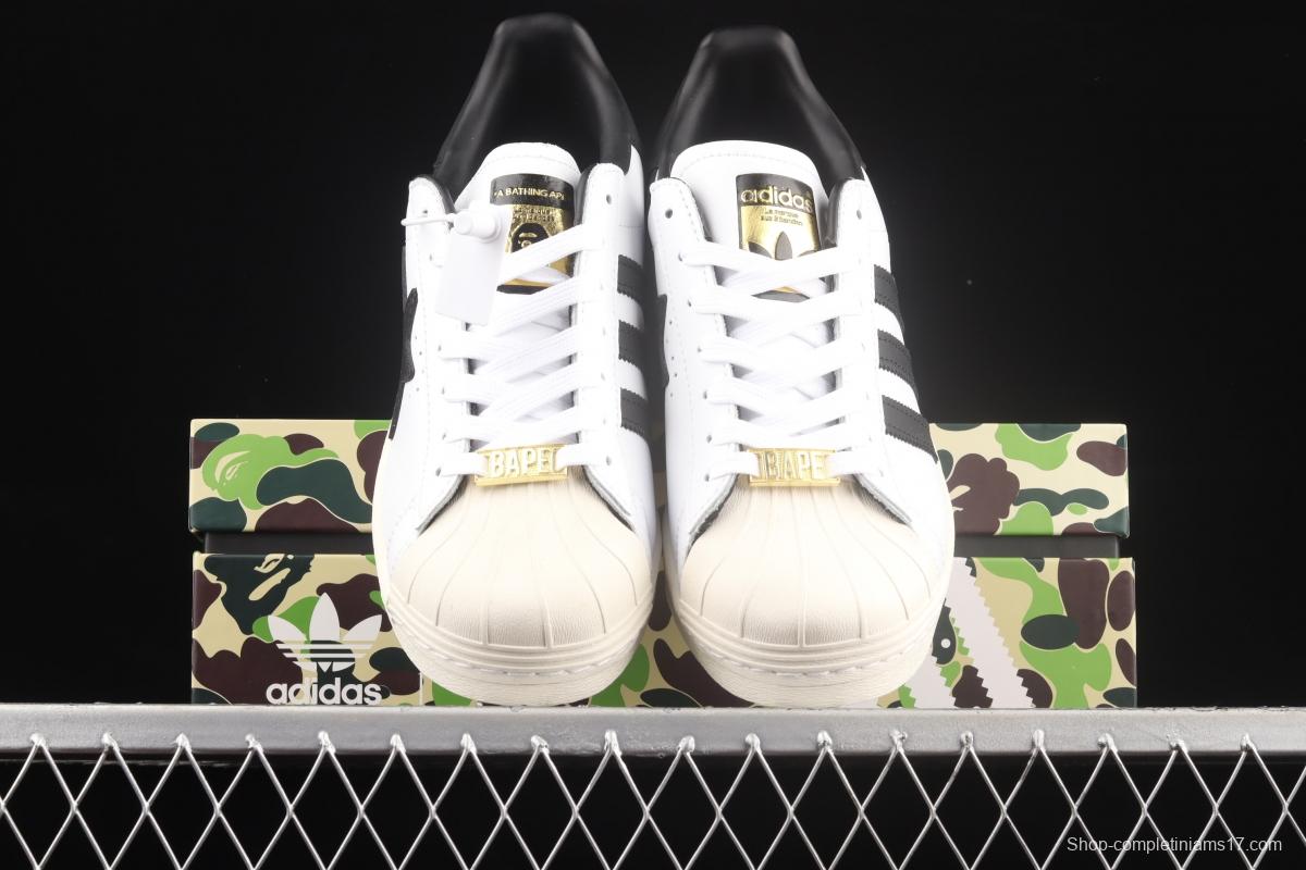 BAPE x Adidas Superstar 80s GZ8980 Darth ape-man co-named shell full head casual board shoes