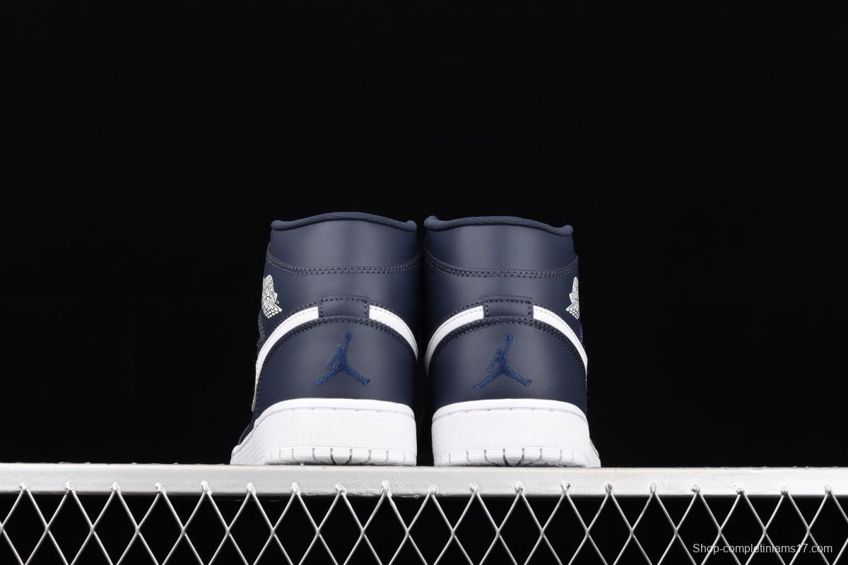 Air Jordan 1 Mid SE dark blue Zhongbang basketball shoes 554724-402