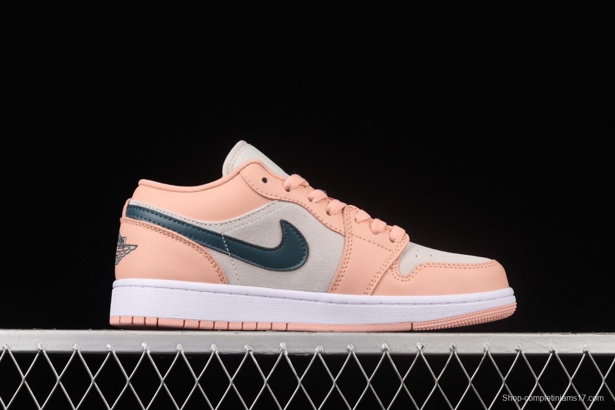 Air Jordan 1 Low pink green low top cultural board shoes DC0774-800