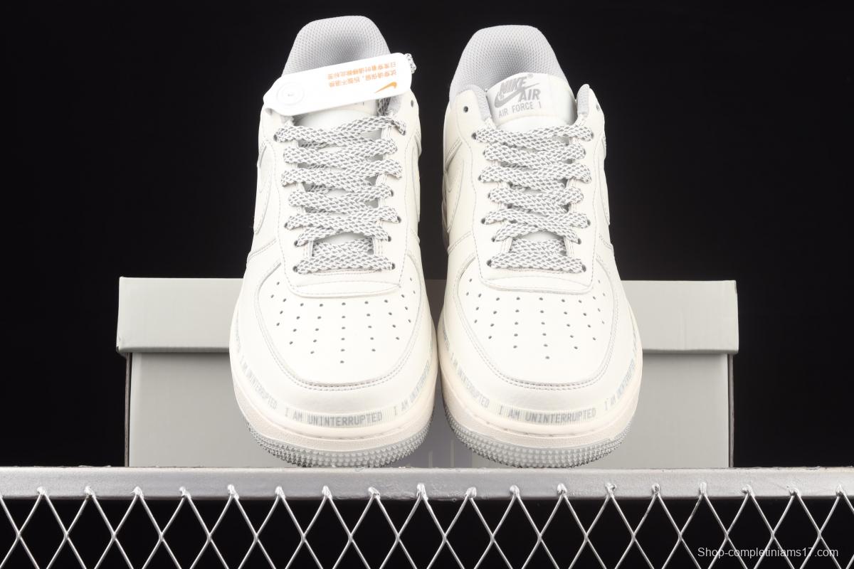 Uninterrupted x NIKE Air Forece 1 MORE THAN rice gray silver signature graffiti all over the sky star low upper board shoes DW8802-603