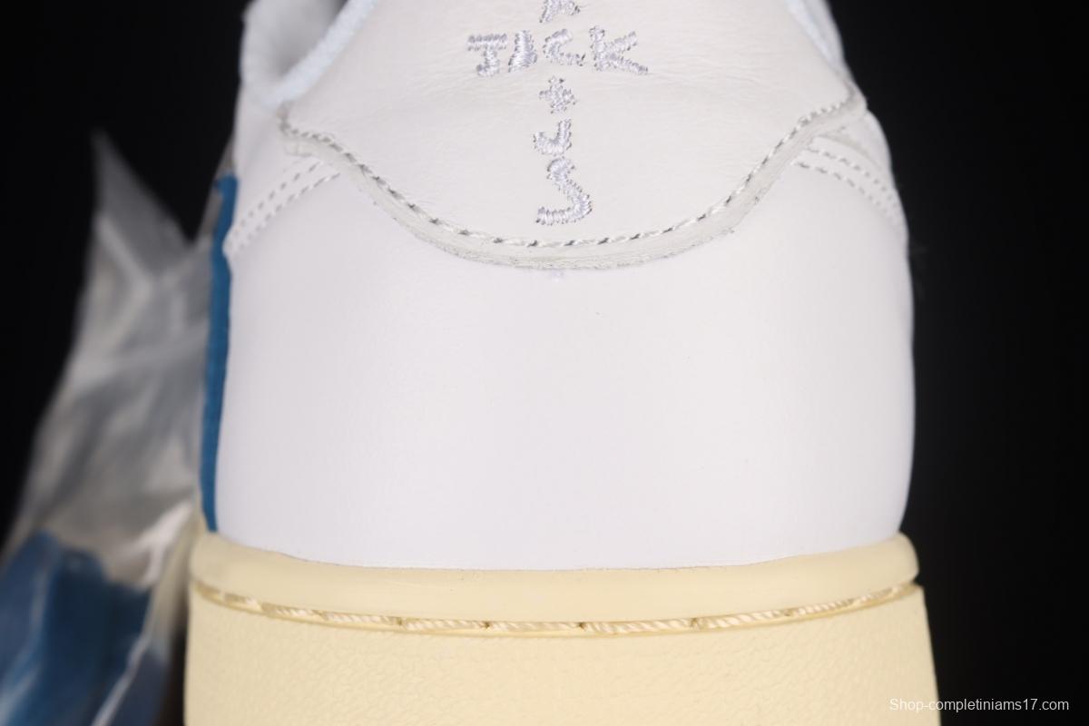 Travis Scott x Air Jordan 1 Low raw rubber white and blue barb low-top cultural sneakers CQ3277-100