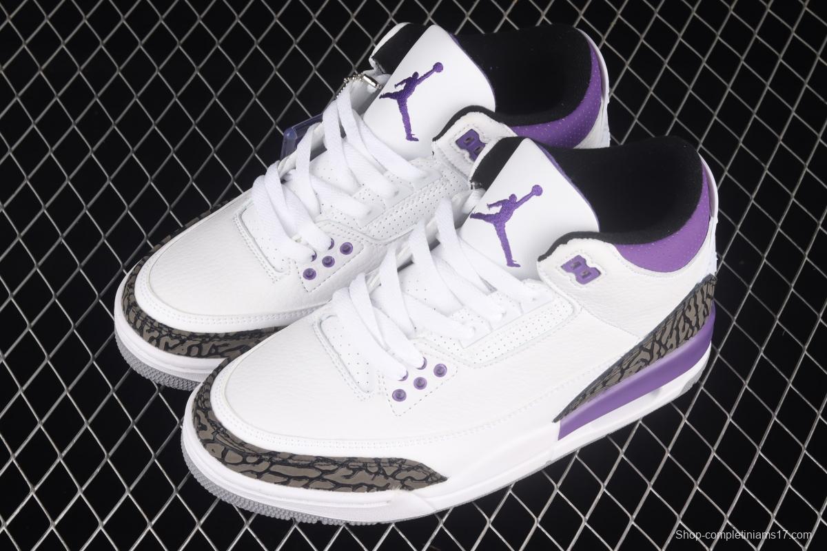 Air Jordan Retro Dark Iris AJ3 Joe 3 White and Purple cement CT8532-105