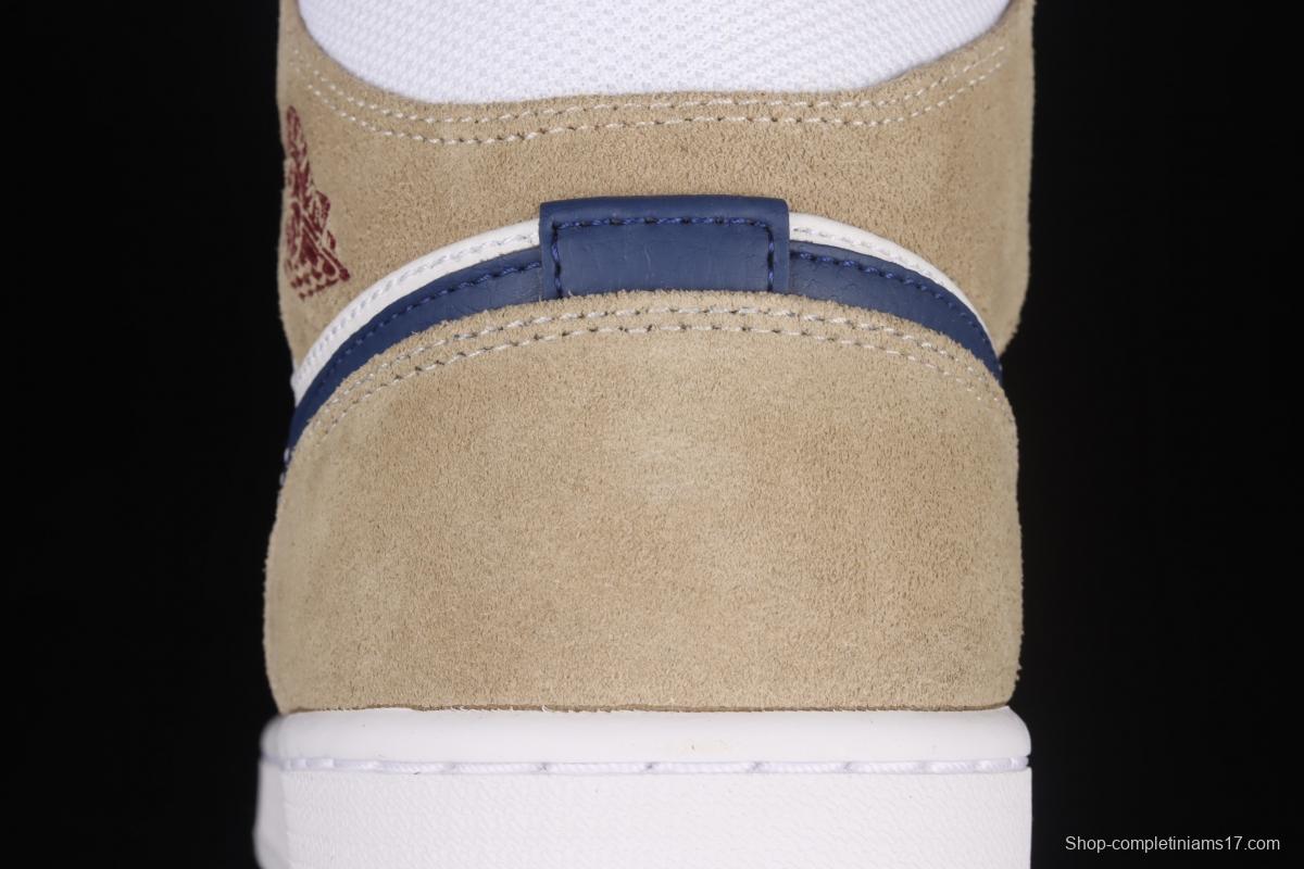 Air Jordan 1 Mid linen cream cultural basketball shoes DO6726-100