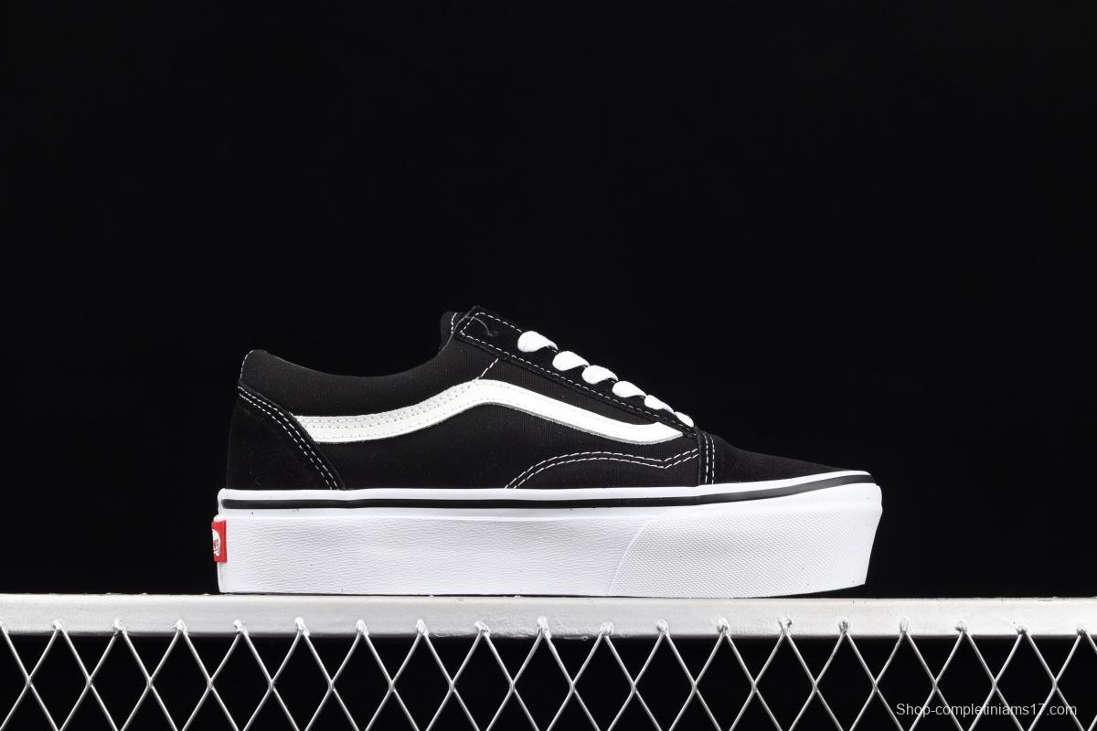 Vans Old Skool Platform classic OS black and white thick-soled low-upper shoes VN0A3B3UY28