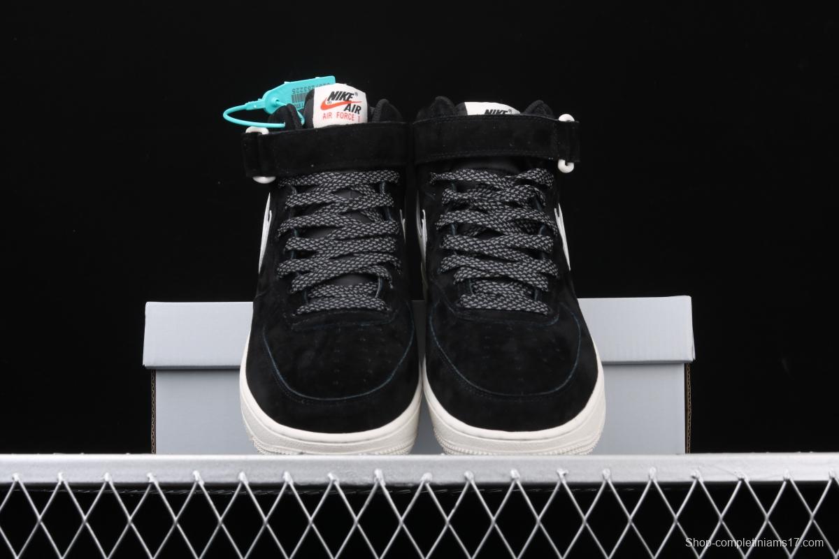 NIKE Air Force 1 Mid'07 3M reflective high top leisure sports board shoes AA1118-009