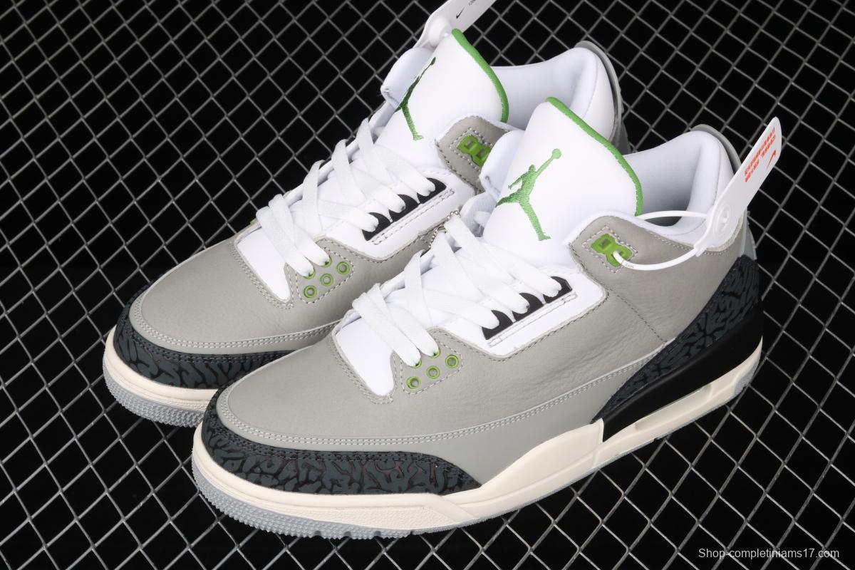 Air Jordan 3 Retro Chlorophyll AJ3 Joe 3 chlorophyll Gray Green manuscript 136064-006