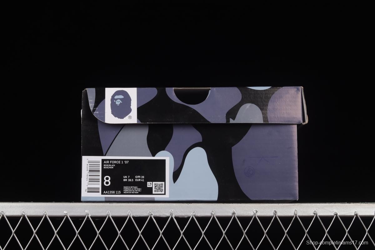Bape x NIKE Air Force 1'07 Low ape head low-top casual sneakers AA1356-115