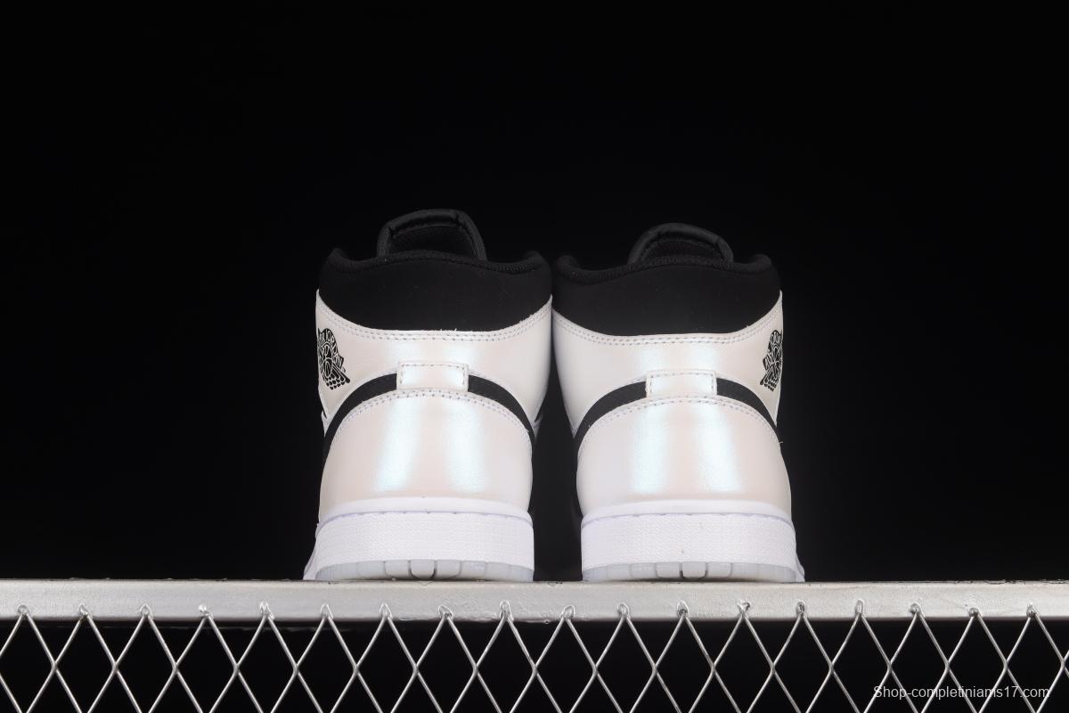 Air Jordan 1 Mid Diamond Shorts Pearl White Black Panda DH6933-100