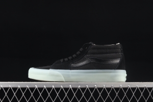 Vans Sk8-Mid 's new cool-feeling transparent glass glue black Zhongbang board shoes VN0A3WM3ABC