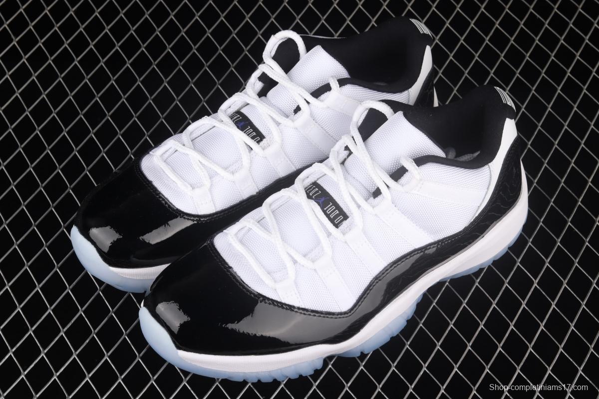 Air Jordan 11 Low Concord 1 kangkou white and black original standard real carbon fiber low top basketball shoes 528895-153