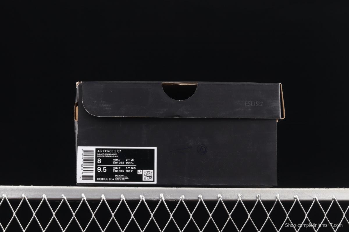 NIKE Air Force 1o07 Low white brown wheat low-top casual board shoes BQ8988-104