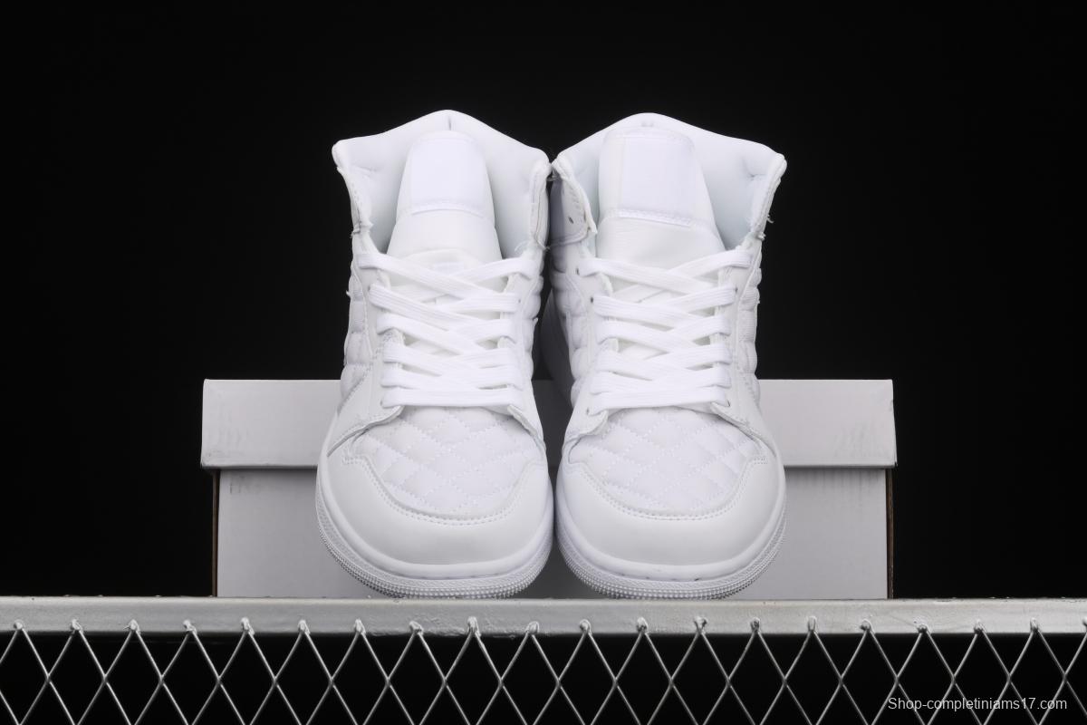 Air Jordan 1 Mid Quilted White Little Chanel Leisure Sport Board shoes DB6078-100