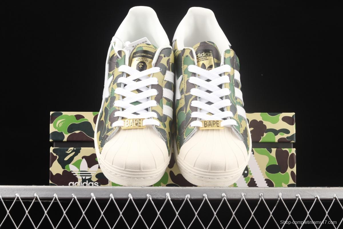 BAPE x Adidas Superstar 80s GZ8981 Darth ape-man co-named shell full head casual board shoes