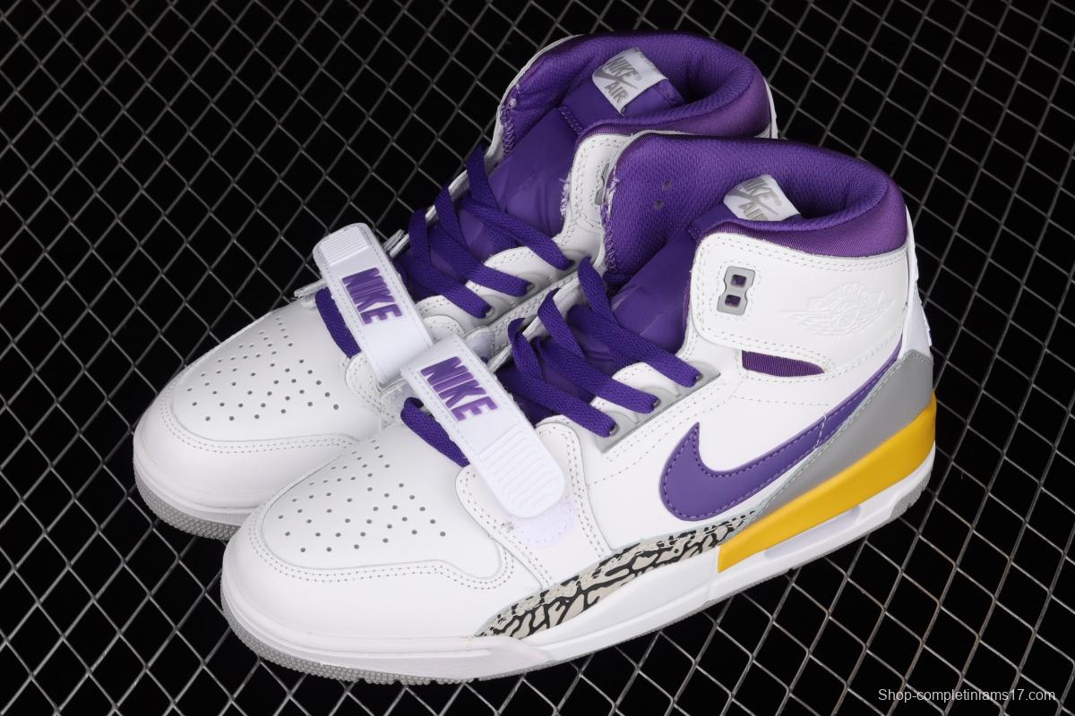 Jordan Legacy 312White and purple Velcro three-in-one board shoes AV3922-157,