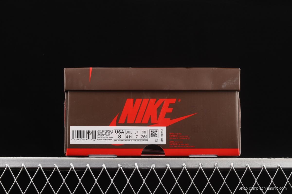 Fragment design x Travis Scott x NIKE Air Jordan 1 Low OG TS Joint Lightning Barb CT8527-086