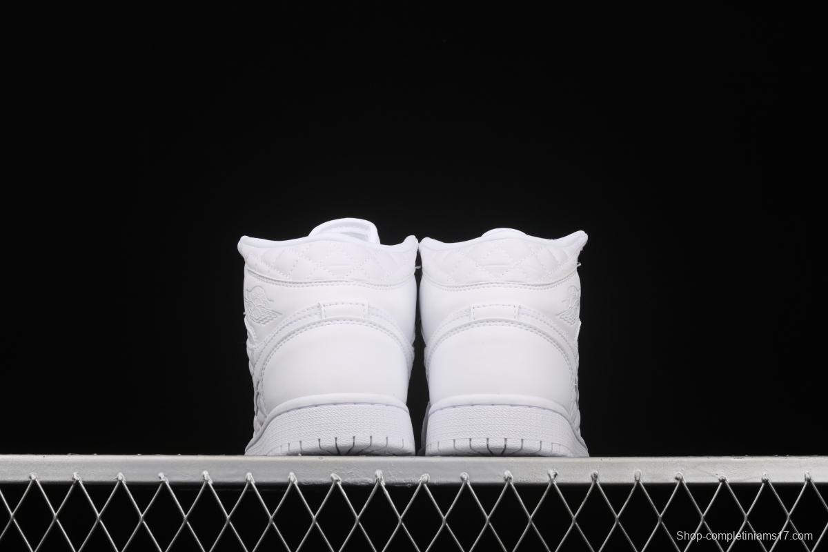 Air Jordan 1 Mid Quilted White Little Chanel Leisure Sport Board shoes DB6078-100