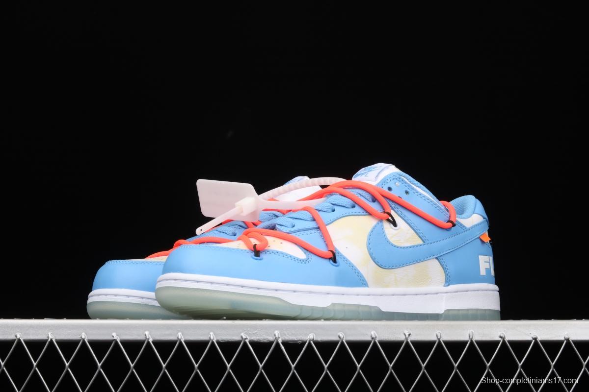 OFF-White x Futura x DUNK OW Coast joint model North Carolina blue color retro skateboard shoes DD0856-403