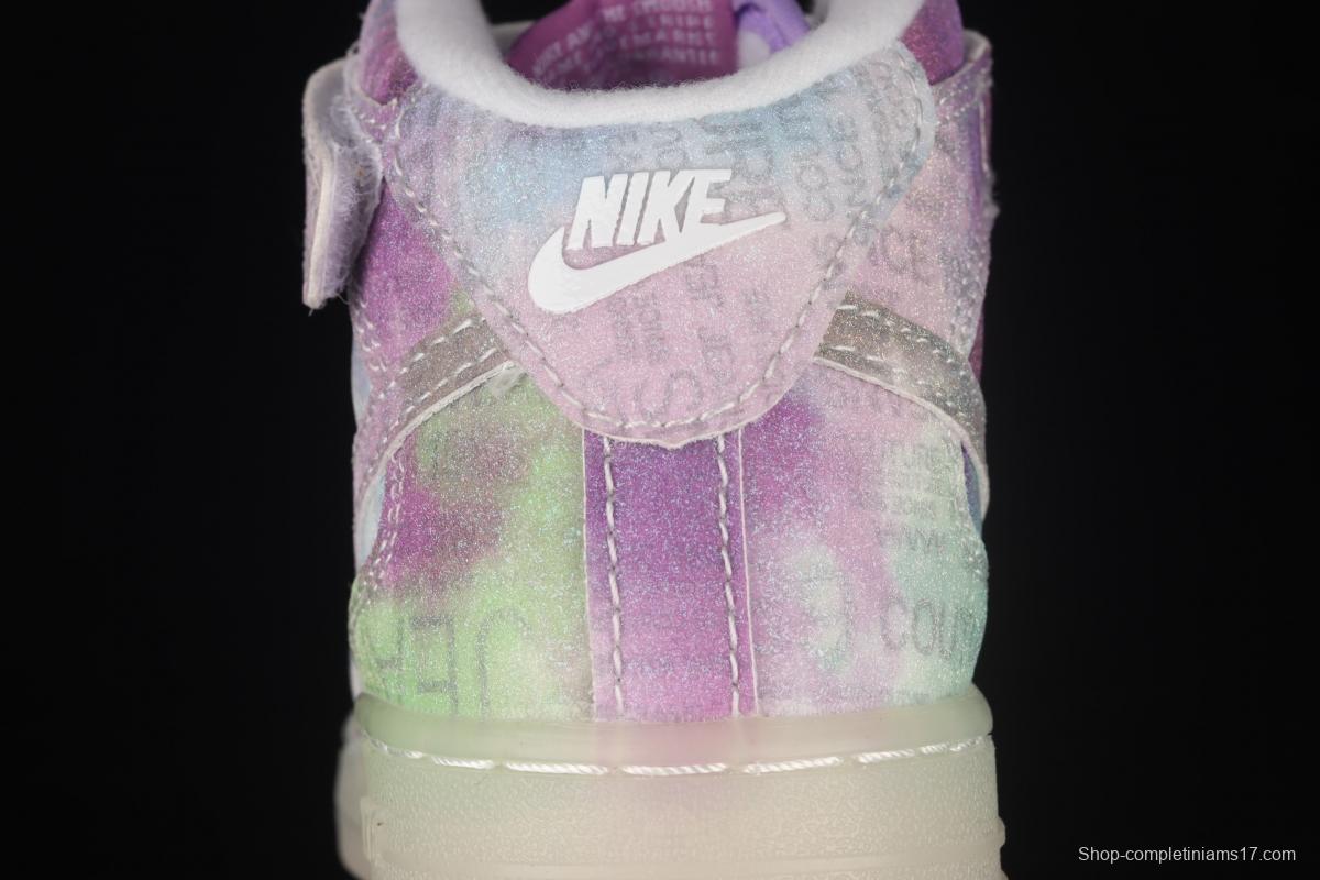 NIKE Air Force 1: 07 Mid WB dazzling ribbon lamp state size Kids 314197-8700