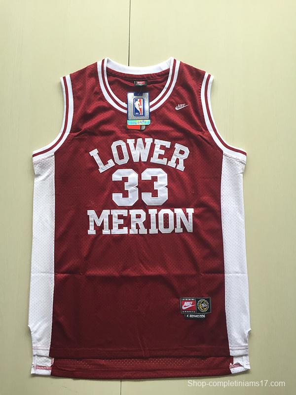 Kobe Bryant 33 Lower Merion High School Red Basketball Jersey