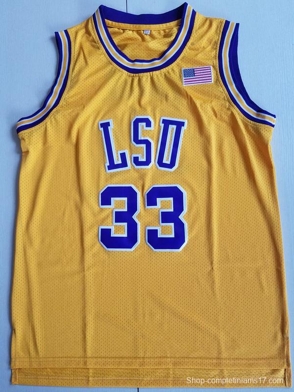 Shaquille O'Neal 33 LSU College Yellow Basketball Jersey