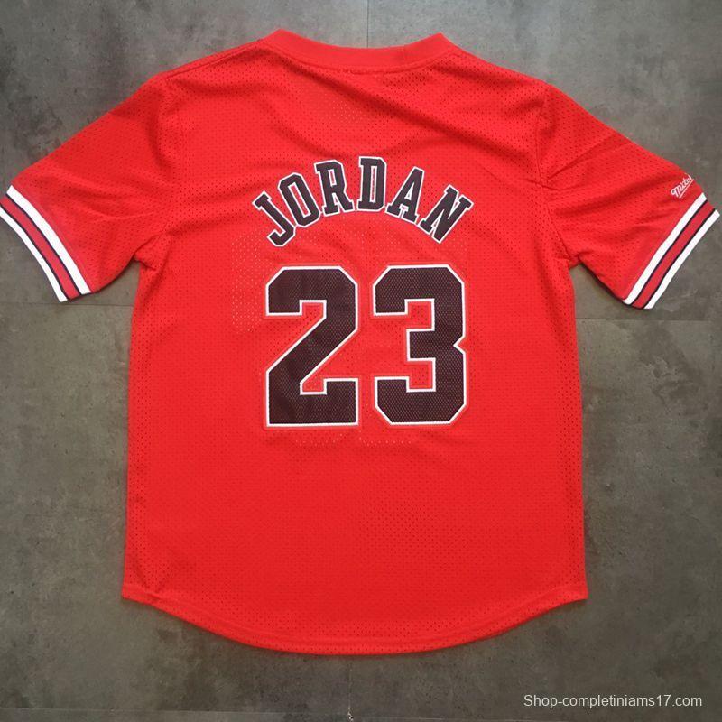 Men's Michael Jordan Red Retro Classic Team Short Sleeve Jersey