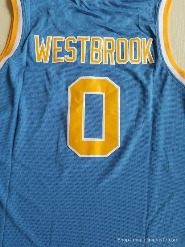 Russell Westbrook 0 UCLA College Light Blue Basketball Jersey