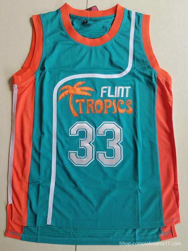 Flint Tropics 33 Jackie Moon Teal Basketball Jersey Semi Pro Team New