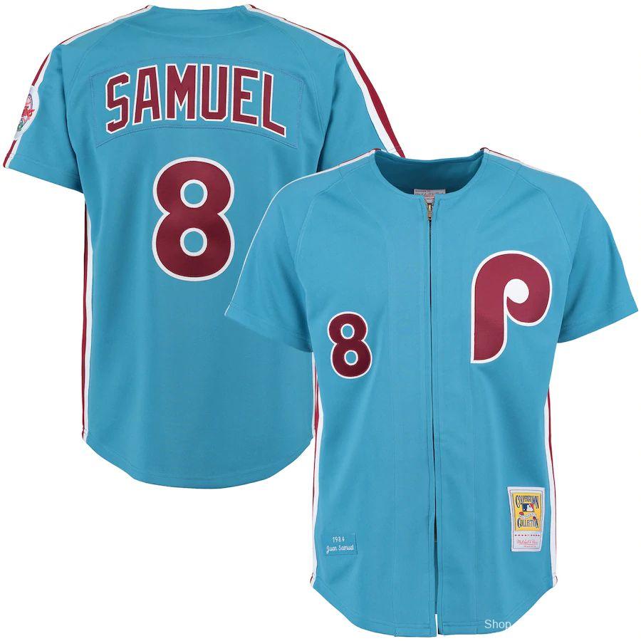 Men's 1983 Juan Samuel Light Blue Throwback Jersey