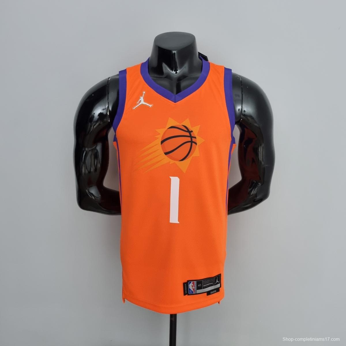 75th Anniversary BOOKER#1 Phoenix Suns Jordan Theme Orange NBA Jersey