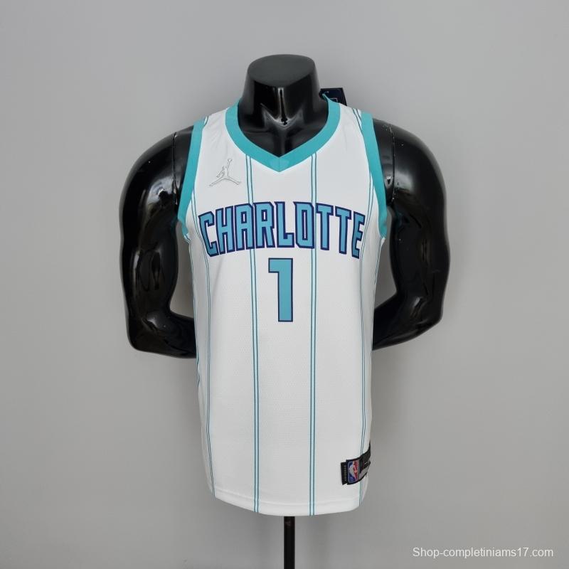 75th Anniversary BALL #1 Charlotte Hornets White NBA Jersey