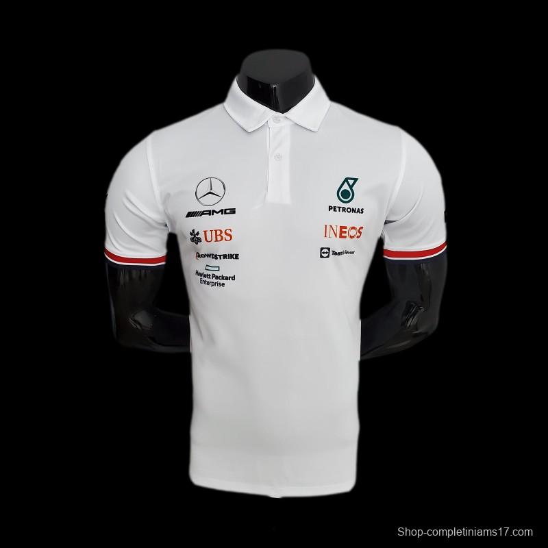 F1 Formula One 2022 Racing Suit Mercedes Polo White 