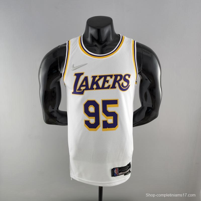 75th Anniversary TOSCANO #95 Los Angeles Lakers White NBA Jersey