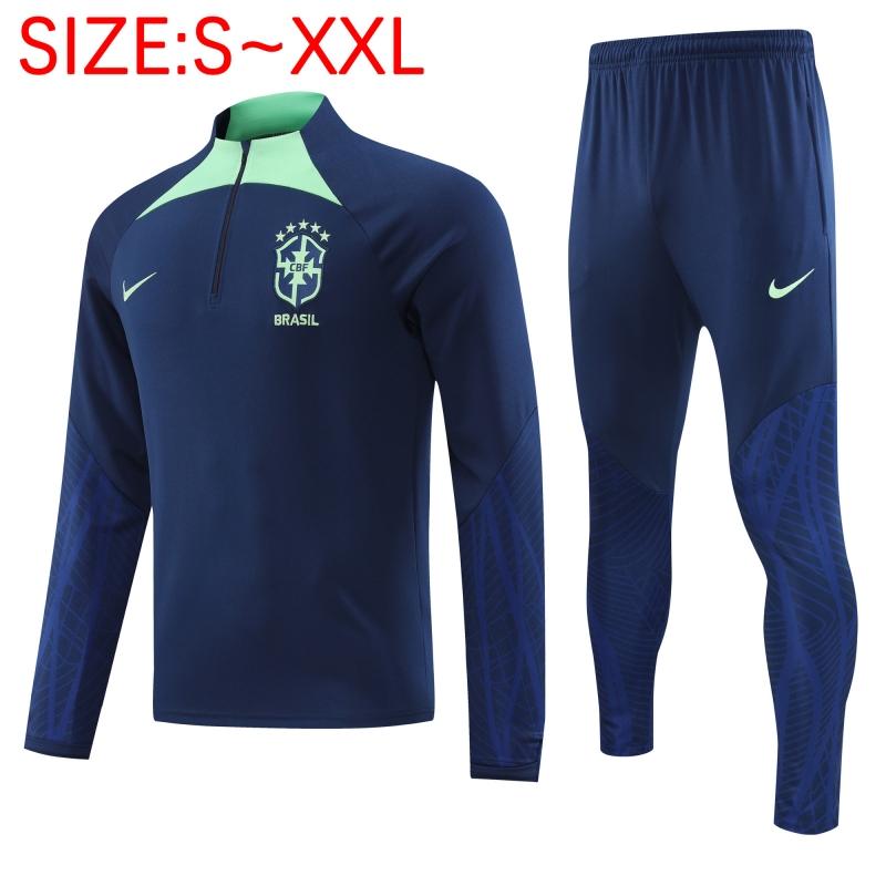 2022 Brazil Navy Half Zipper Tracksuit