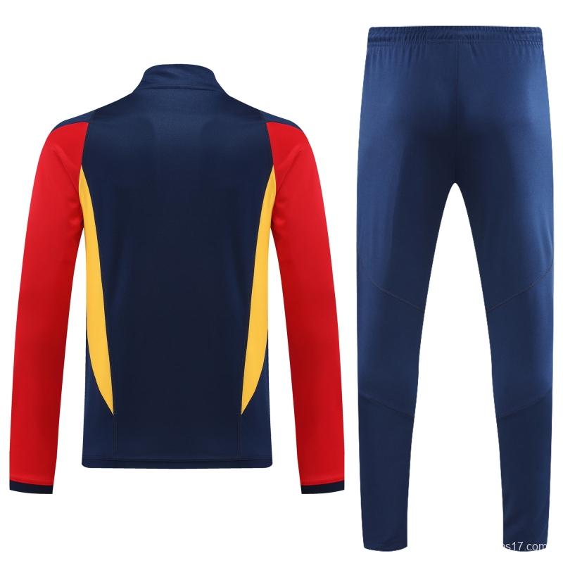 2022 Spain Navy Half Zipper Tracksuit