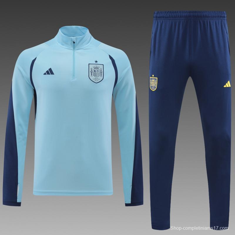 2022 Spain Blue Half Zipper Tracksuit