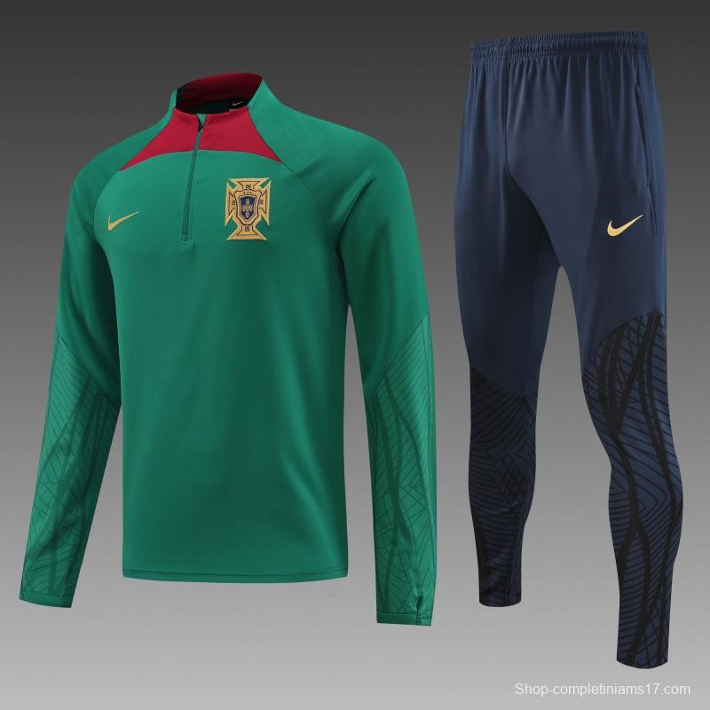 2022 Portugal Half Zipper Green Tracksuit