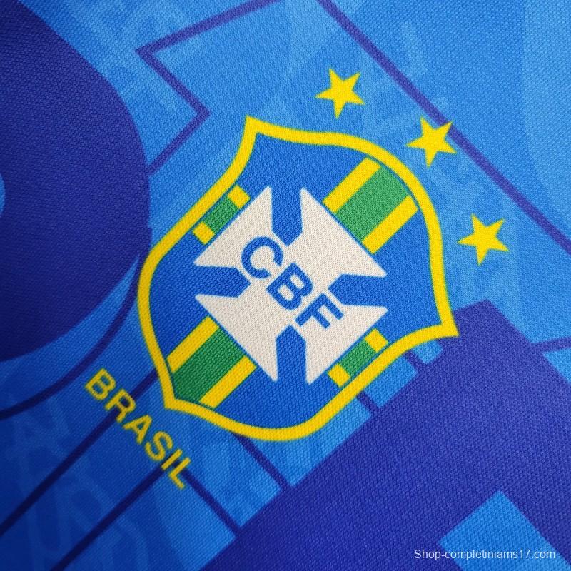 Retro 1992 Brazil Away Blue Jersey