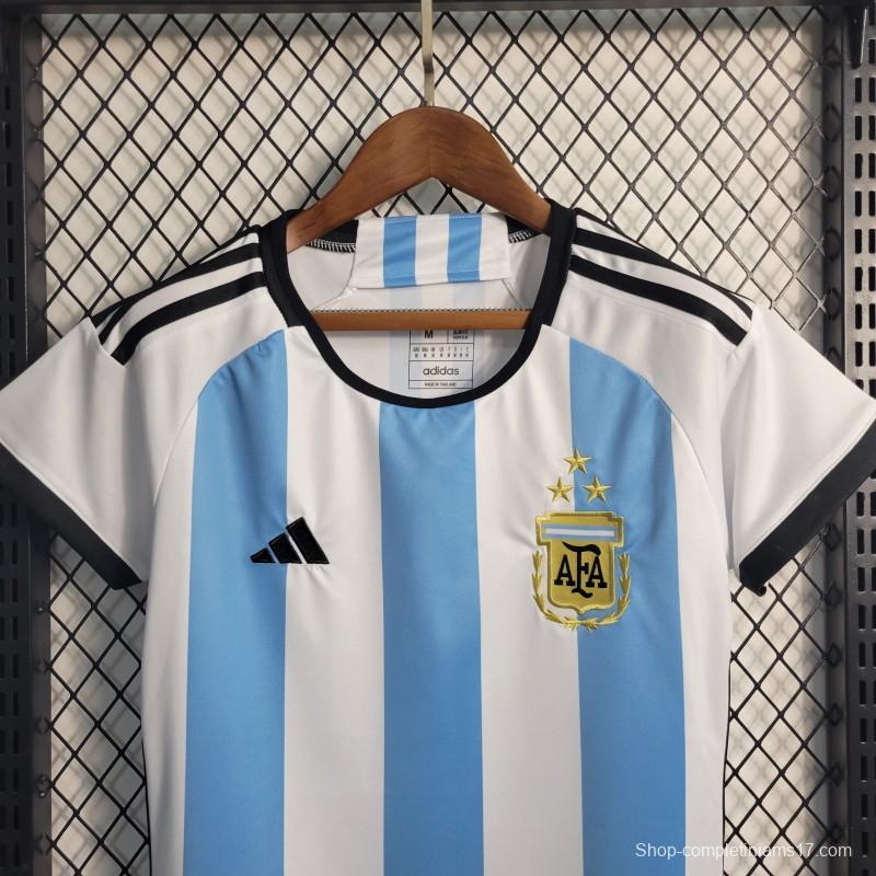 3-Stars Women 2023 Argentina Home Jersey