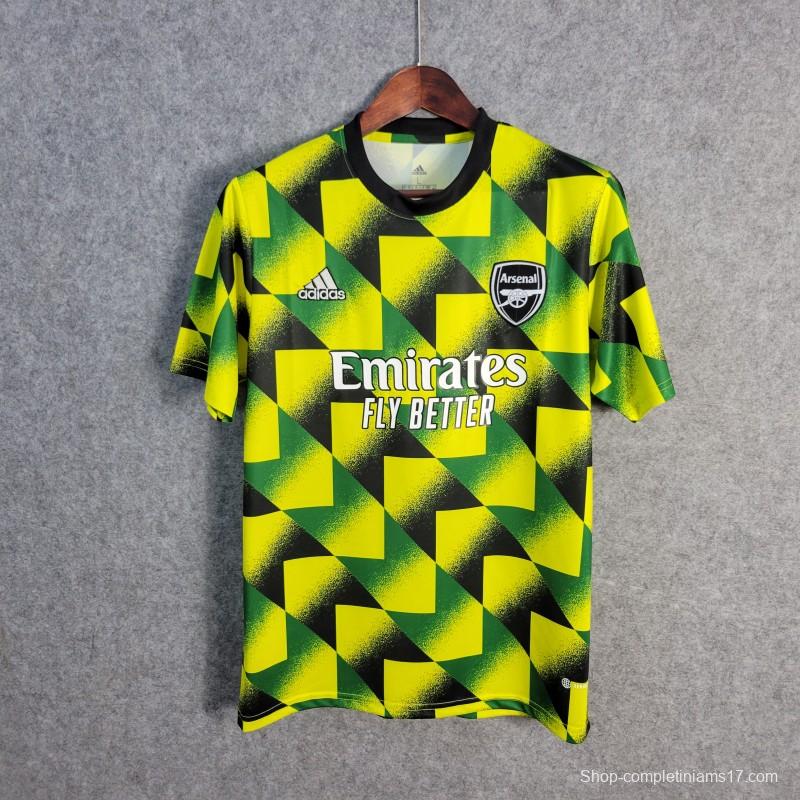 22/23 Arsenal Yellow/Green Pre-Match Jersey