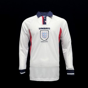 Long Sleeve Retro 1998 England Home Soccer Jersey