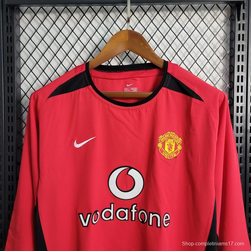 Retro 02/04 Manchester United Long Sleeve Home Jersey